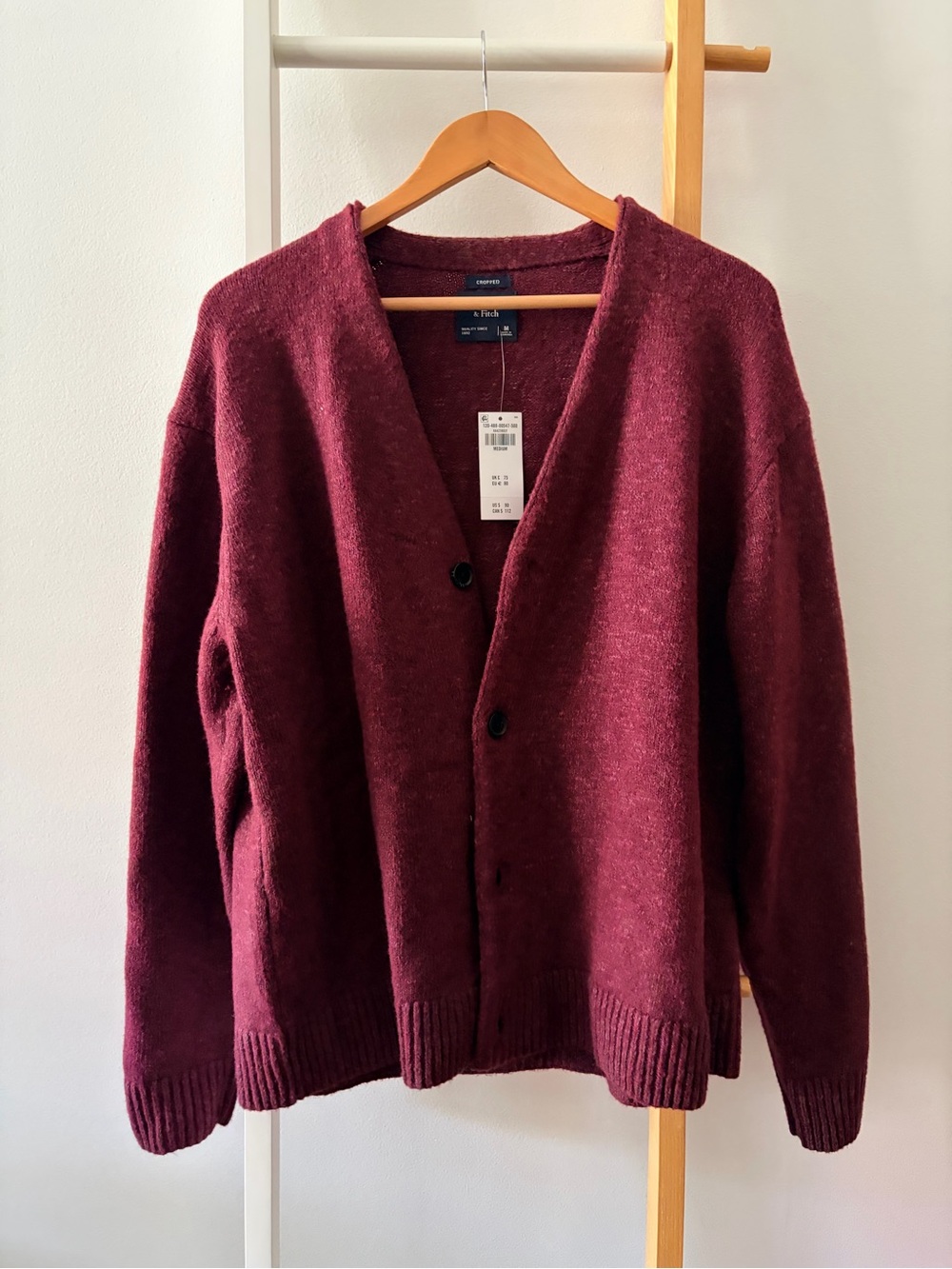 NWT Abercrombie & Fit h Men’s Burgundy Cardigan Sweater